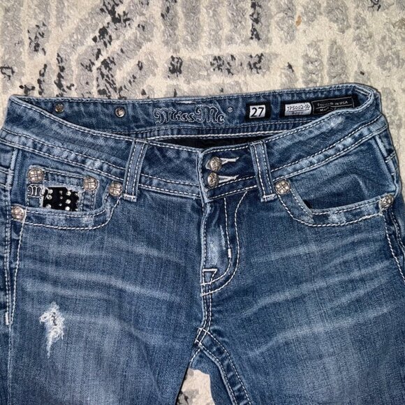 Miss Me Jeans Black Jewel Embroidered Pocket jp5002-16 Bootcut Size 27 - Picture 5 of 16